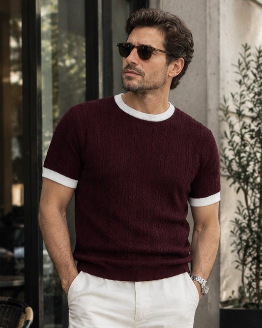T-Shirt MANOLO Burdeos + Crema